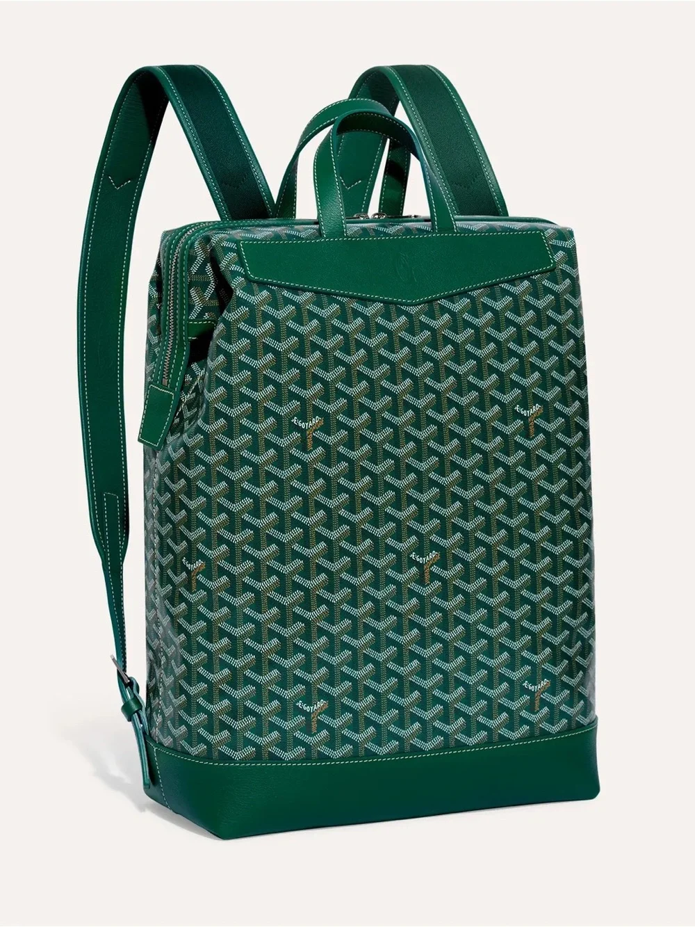 Green Patterned Canvas Backpack
